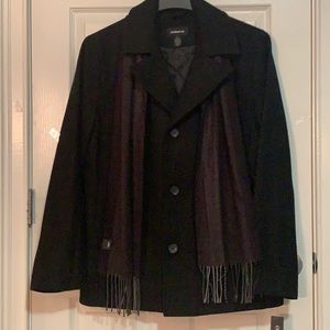 Liz Claiborne Medium Black Button Up Jacket With Scarf